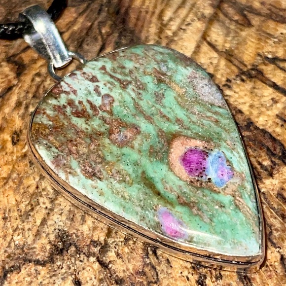 Teardrop Ruby Fuchsite Pendant 2 1/4” - Picture 3 of 11